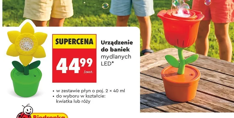 Urządzenie do baniek mydlanych LED kwiatek Fru Blu promocja w Biedronka