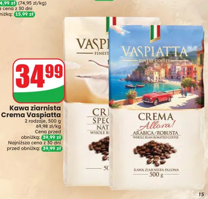 Kawa ziarnista Vaspiatta Crema Allora promocja w Dino