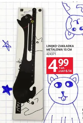 Linijko-zakładka metalowa 15 cm Miau Mau Team promocja w Selgros