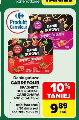 Danie gotowe Spaghetti Carbonara Carrefour promocja w Carrefour