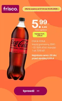 Napój gazowany Coca-Cola ZERO promocja w Frisco