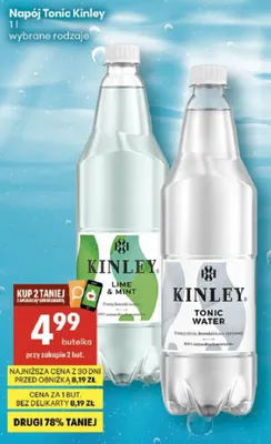 Napój Tonic Kinley Tonic Water promocja w Delikatesy Centrum