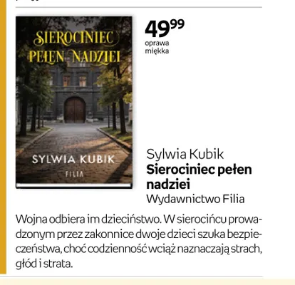 Książka Sierociniec pełen nadziei Sylwia Kubik promocja w Empik