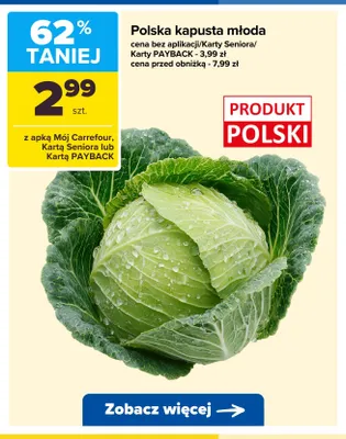 Kapusta młoda polska promocja w Carrefour