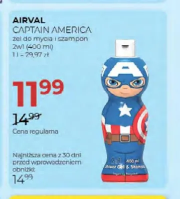 Żel do mycia i szampon 2w1 Airval Captain America promocja w Drogerie Jawa