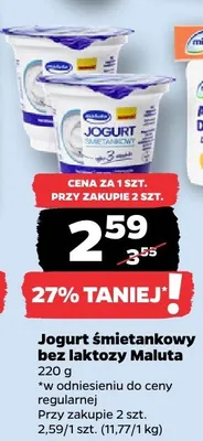 Jogurt śmietankowy bez laktozy promocja w Netto