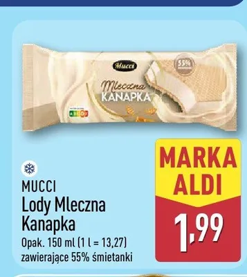 Lody Mleczna Kanapka Mucci promocja w Aldi