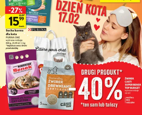 Żwirek dla kota CAT LITTER SUPER BENEK TOP BUDGET Compact Line Lawenda promocja w Intermarche
