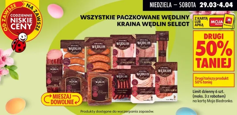 Wędliny paczkowane Select promocja w Biedronka
