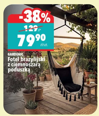 Fotel brazylijski z ciemnoszarą poduszką Gardenic promocja w Biedronka Home