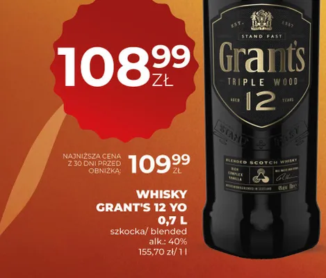 Whisky Grant's Triple Wood 12 YO szkocka blended promocja w Duży Ben