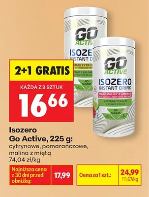 Napój izotoniczny Isozero Go Active cytrynowy promocja w Biedronka