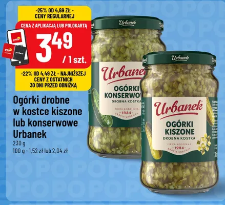 Ogórki drobne w kostce konserwowe Urbanek promocja w POLOmarket