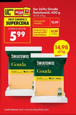 Ser żółty Gouda Światowid promocja w Biedronka