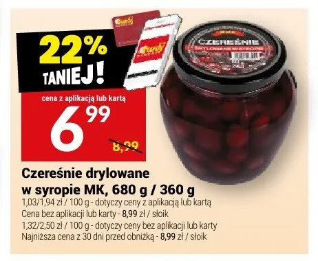 Czereśnie drylowane w syropie MK promocja w Twój Market