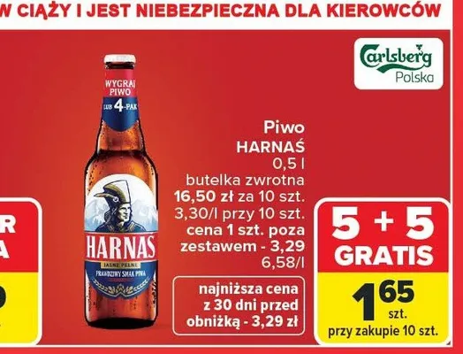 Piwo Harnaś promocja w Carrefour