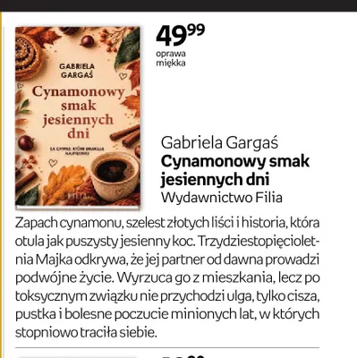 Książka Gabriela Gargaś Cynamonowy smak jesiennych dni promocja w Empik