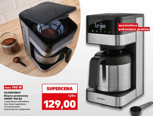 Ekspres przelewowy SFKMT 900 B2 z izolowanym dzbankiem, moc kawy regulowana na 3 poziomach, automatyczne wyłączanie promocja w Kaufland