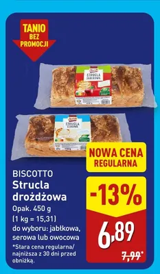 Strucla drożdżowa jabłkowa Biscotto promocja w Aldi