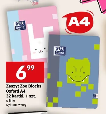 Zeszyt Zoo Blocks Oxford A4 32 kartki w linie promocja w Twój Market