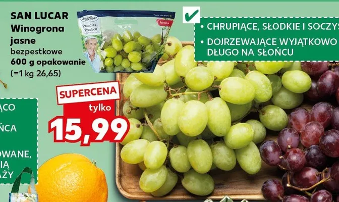 Winogrona jasne bezpestkowe promocja w Kaufland
