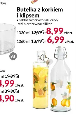 Butelka z korkiem i klipsem 1030 ml promocja w Salony Agata