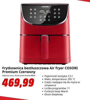 Frytkownica beztłuszczowa Cosori Premium czerwony promocja w Media Markt