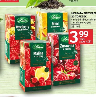 Herbata Bifix Premium malina-cytryna promocja w Selgros