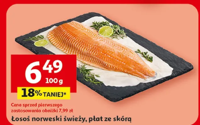 Łosoś norweski świeży, płat ze skórą promocja w Auchan