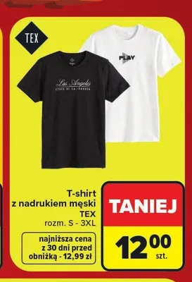 T-shirt z nadrukiem męski TEX promocja w Carrefour