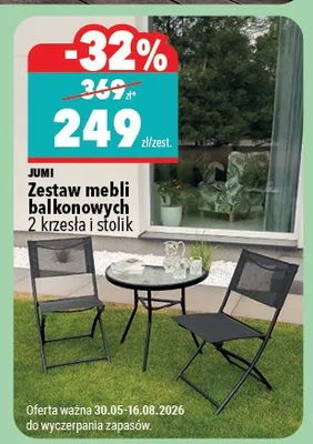 Zestaw mebli balkonowych 2 krzesła i stolik Jumi promocja w Biedronka Home