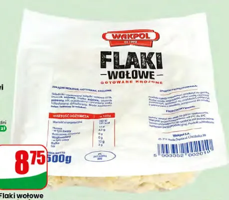 Flaki wołowe gotowane krojone Wakpol promocja w Dino
