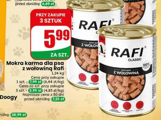 Mokra karma dla psa z wołowiną Rafi promocja w Dino