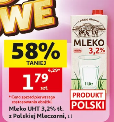 Mleko UHT 3,2% z Polskiej Mleczarni promocja w Auchan