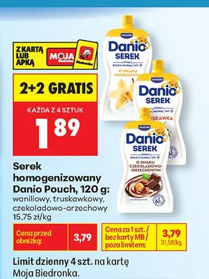 Serek homogenizowany Danio Pouch czekoladowo-orzechowy promocja w Biedronka
