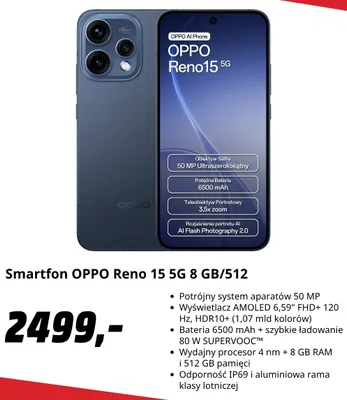 Smartfon OPPO Reno 15 5 g 8 GB/512 promocja w Media Markt