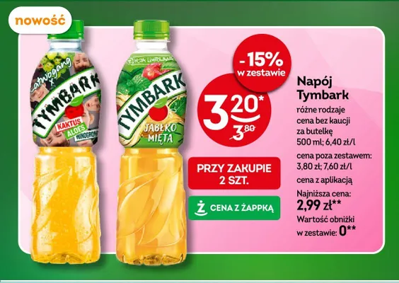 Napój Tymbark Kaktus Aloes Winogrono promocja w Żabka