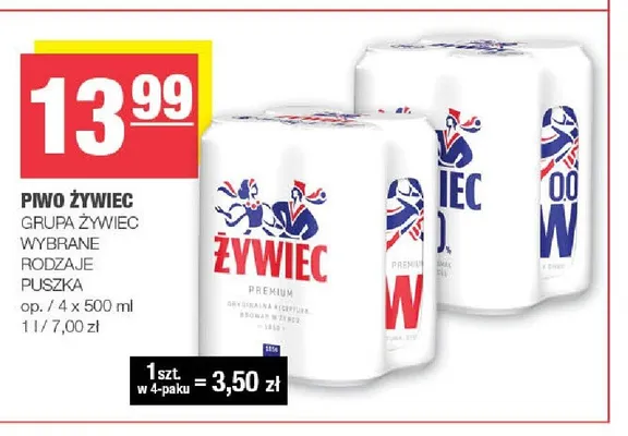 Piwo bezalkoholowe Żywiec 4-pak promocja w SPAR