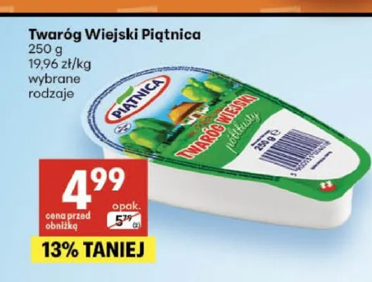 Twaróg wiejski Piątnica promocja w Delikatesy Centrum
