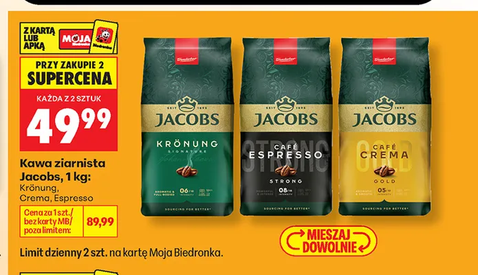 Kawa ziarnista Jacobs Crema promocja w Biedronka