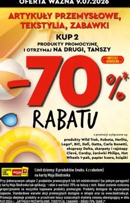 Artykuły przemysłowe, tekstylia, zabawki promocja w Biedronka