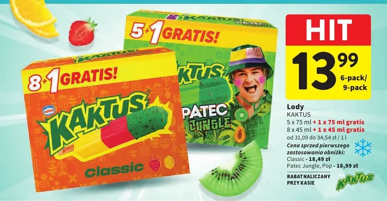 Lody Kaktus Classic 9-pak 45ml promocja w Intermarche