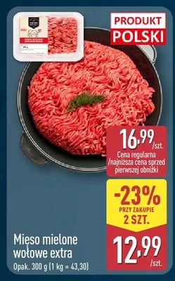 Mięso mielone wołowe extra promocja w Aldi