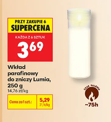Wkład parafinowy do zniczy Lumia promocja w Biedronka