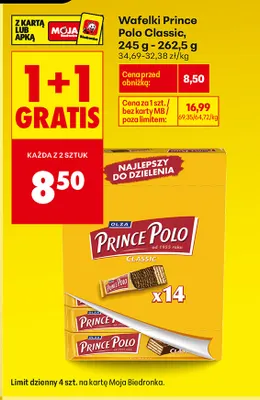 Wafelki Prince Polo Classic 14-pak promocja w Biedronka
