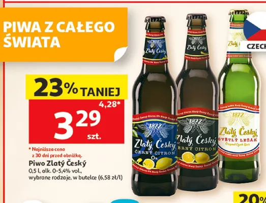 Piwo Zlatý Český Světlý Ležák promocja w Auchan