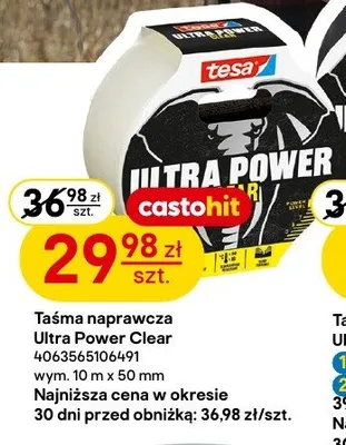 Taśma naprawcza tesa Ultra Power Clear wym. 10m x 50mm promocja w Castorama