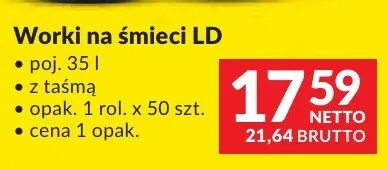 Worki na śmieci LD Jan Niezbędny poj. 35l z taśmą promocja w Makro