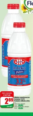 Mleko spożywcze świeże Polskie Mlekovita 3,2% promocja w Dino