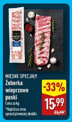 Żeberka wieprzowe paski promocja w Aldi